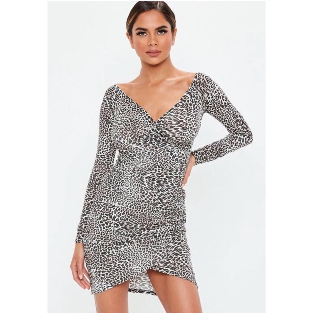 Brown Ruched Leopard Print Mini // Missguided